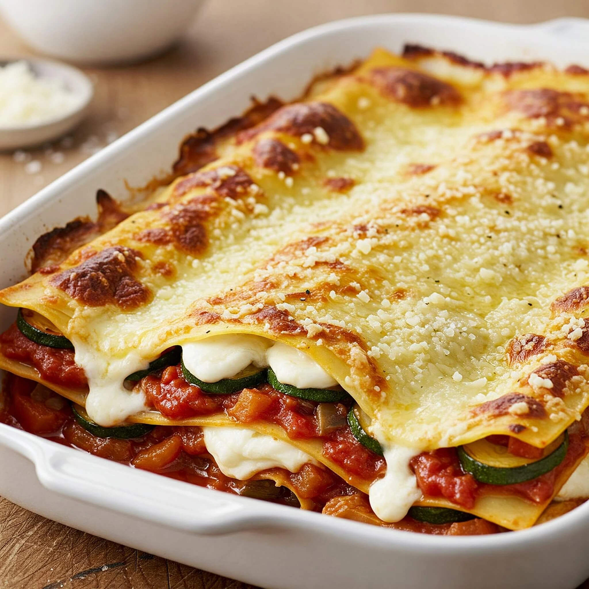 Délicieuses lasagnes maison avec une sauce bolognaise savoureuse, une béchamel onctueuse et un fromage gratiné doré au four.