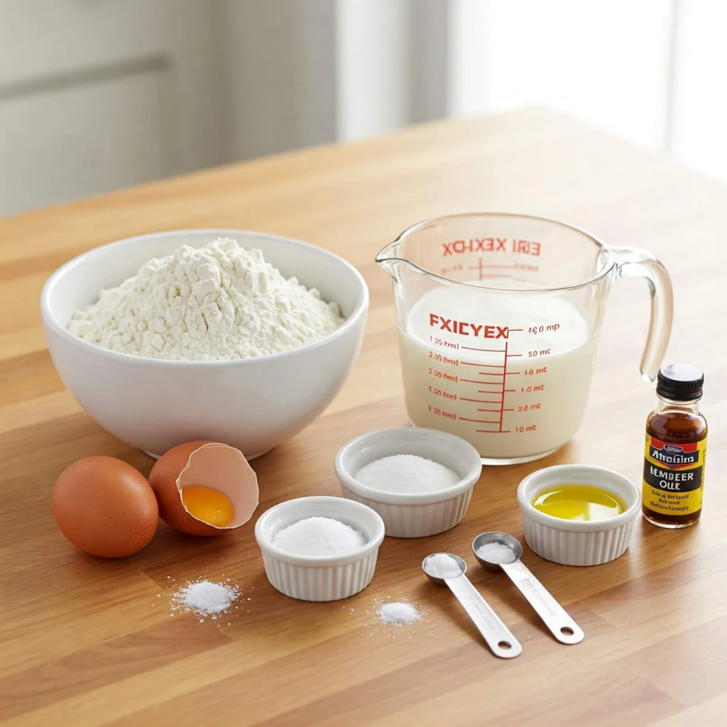 Ingrédients pour une recette express de pancakes maison