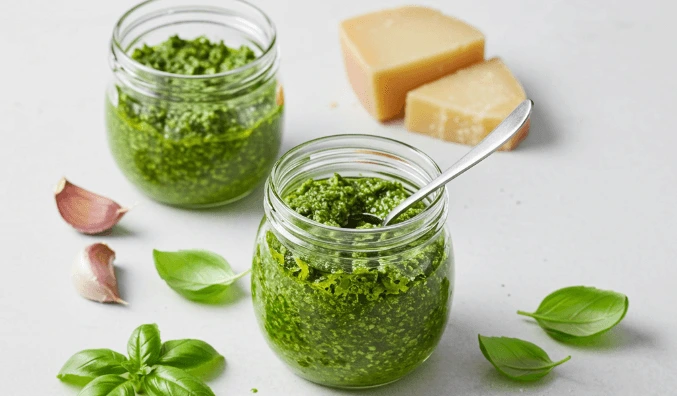 Homemade Basil Pesto with Fresh Ingredients