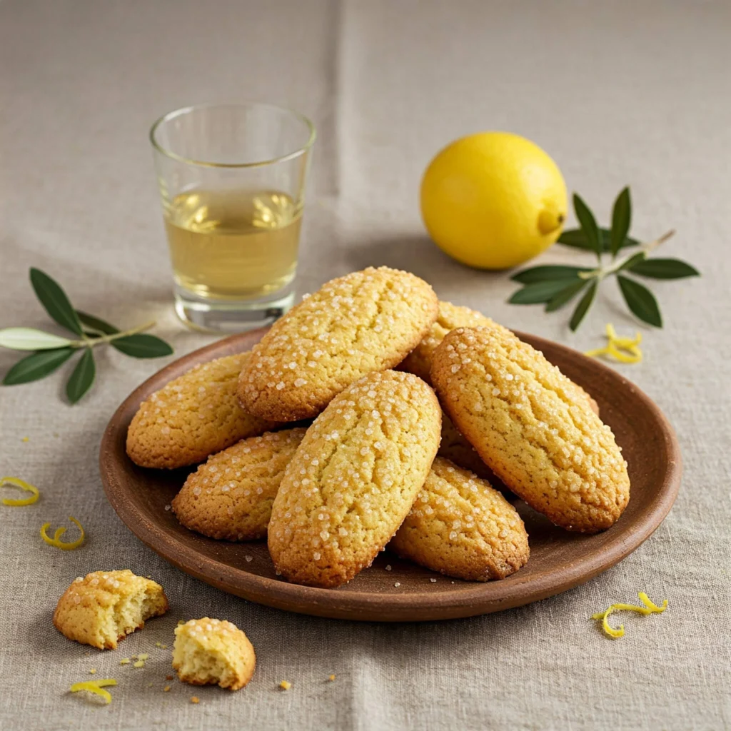 Zézettes de Sète dorées, saupoudrées de sucre, servies sur une assiette rustique avec un verre de vin doux en arrière-plan, ambiance ensoleillée du Sud de la France