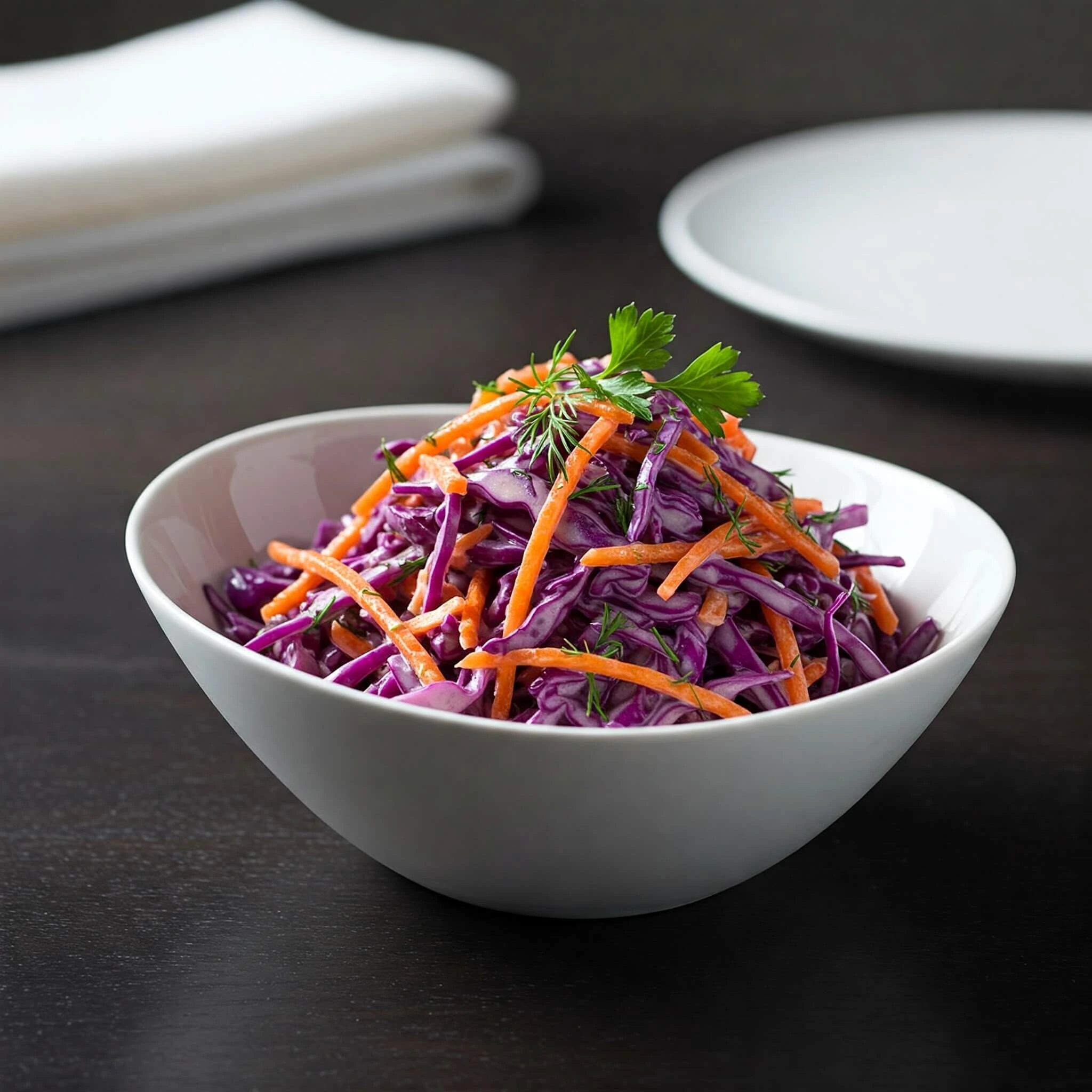 Coleslaw chou rouge facile et gourmand : salade fraîche et colorée.